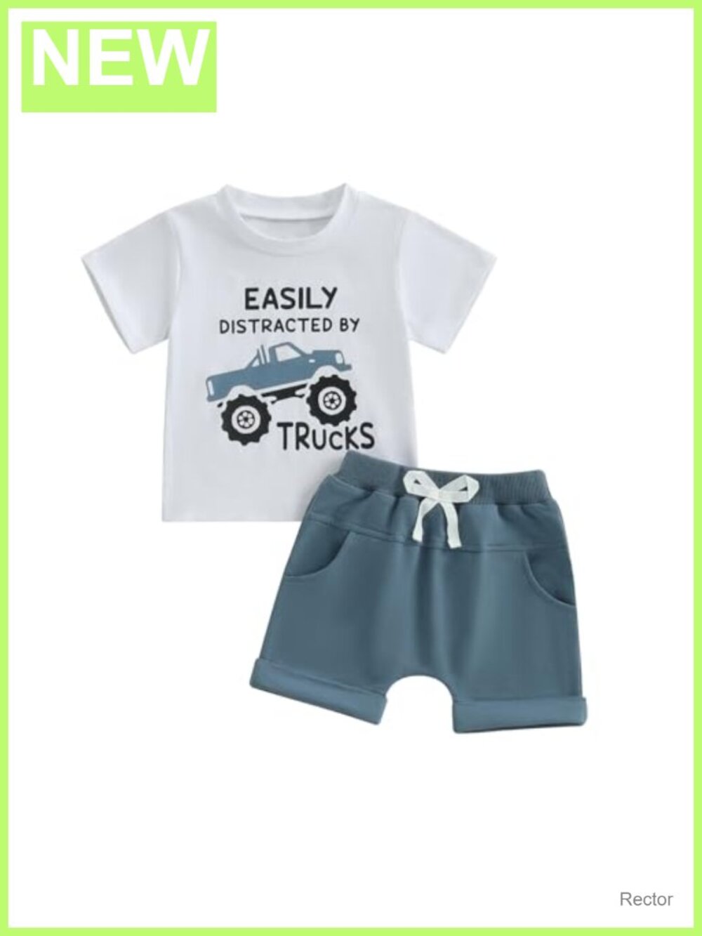 Toddler Boys 2pc Cotton Blend Shirt & Shorts Set Letter Truck Summer Outfit